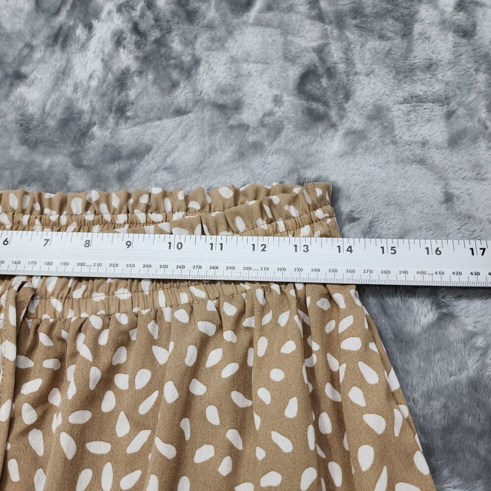 NEW Main Strip Skirt Women L Tan White Pull On Tiered Maxi Drawstring Wood Beads - Picture 8 of 10